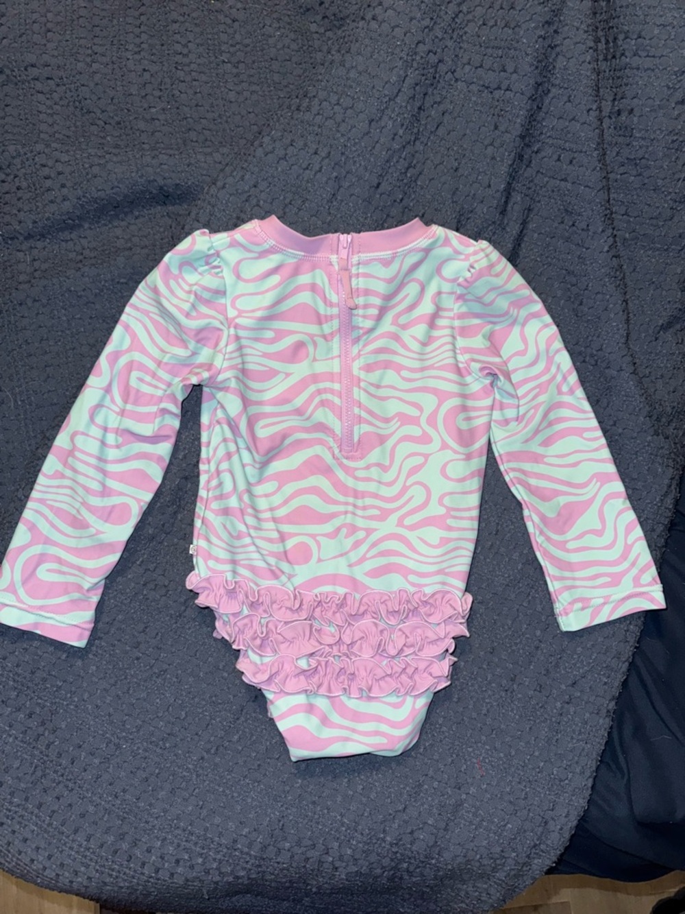 Caden Lane Purple & Mint Swirl Ruffle One-Piece